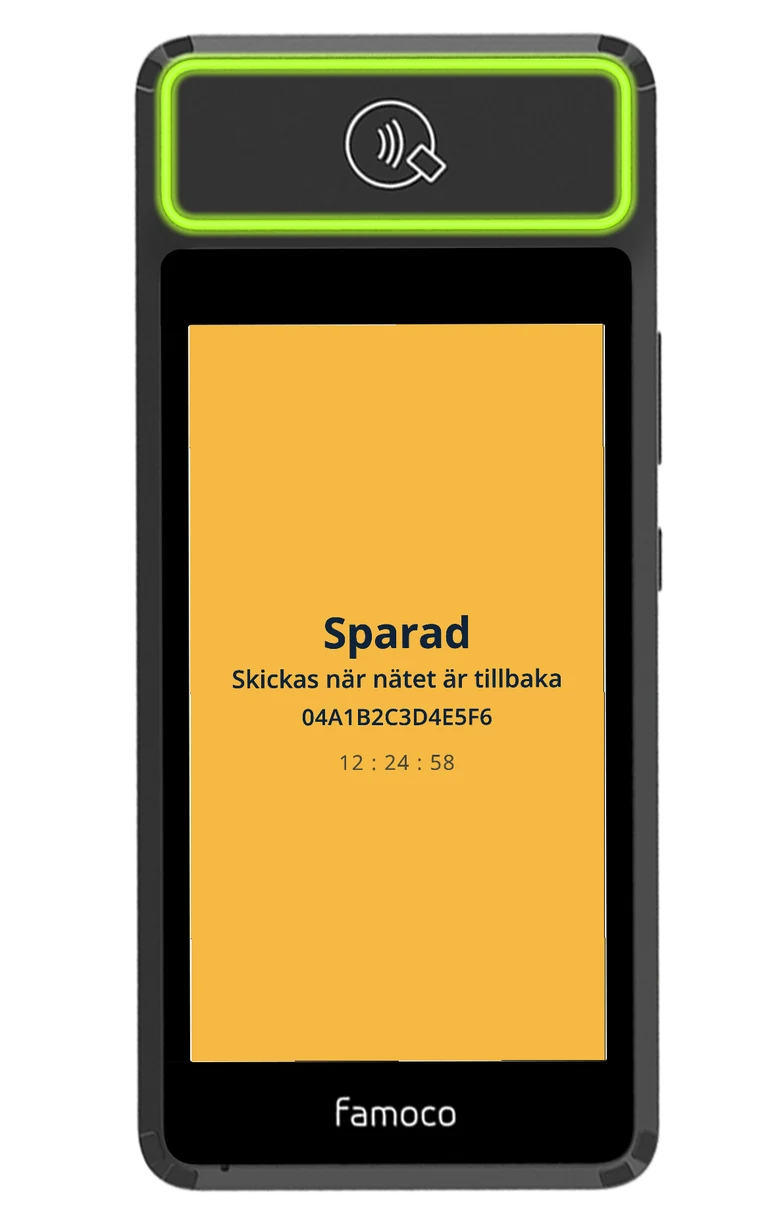 Nodico Box med gul ljusring och skärmen Sparad - Skickas när nätet är tillbaka
